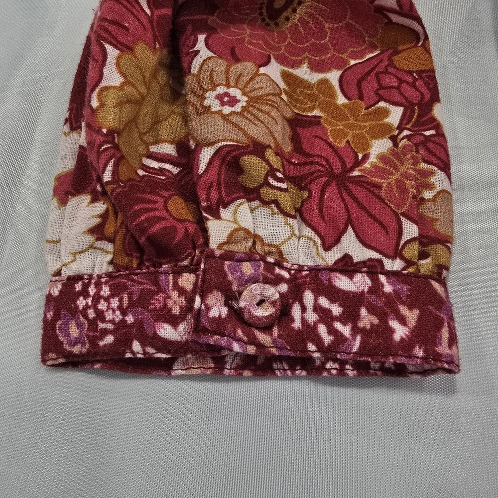 D’ascoli Lulu Dress Size Small Floral Print Cotton Boho Midi Notched Tie Neck - Picture 10 of 15